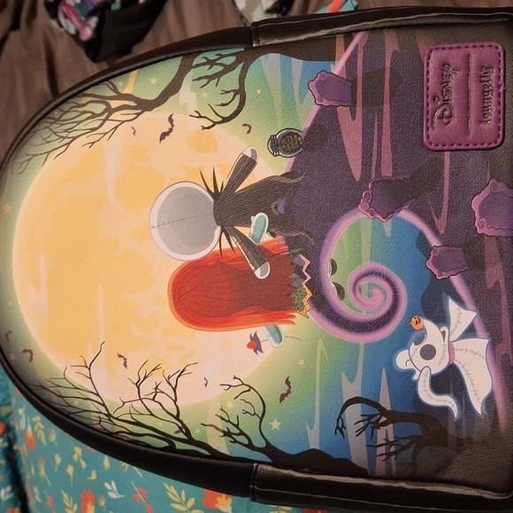 Loungefly Disney The Nightmare Before Christmas Backpack Jack & Sally Zero Black - Picture 1 of 5